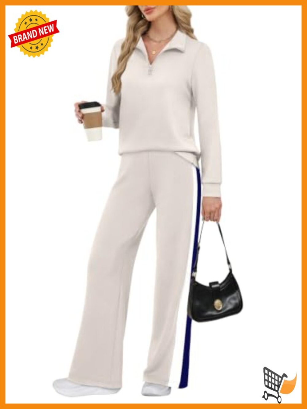 Womens 2 Piece Lounge Set Half Zip Sweatshirt Wide Leg Sweatpants Travel Set